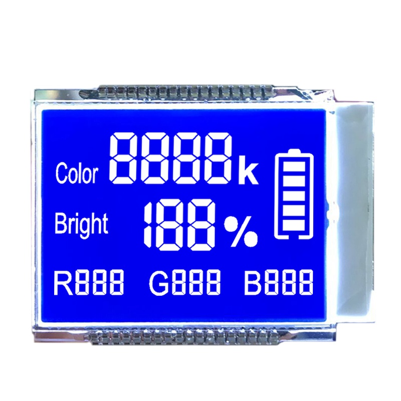 Custom Blue Segment LCD Display White Character On Blue Background